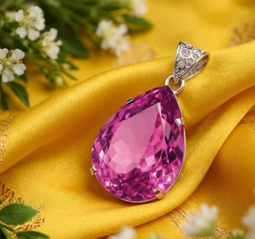 Grande ciondolo topazio - , rosa