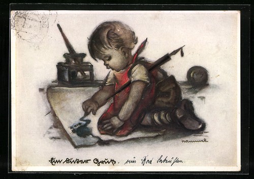 Cartolina artista hummel un - cartolina, d'artista